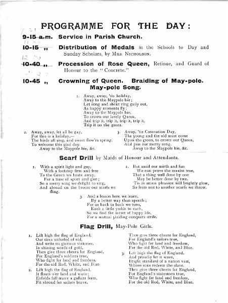 Coronation Celebration 1902 p2.jpg - Program for Long Preston Coronation Celebration 1902 - page 2